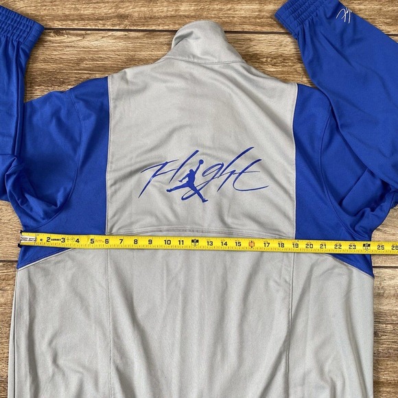 Air Jordan Flight Jacket Gray Blue Large Jumpman Track Jacket - Picture 6 of 10